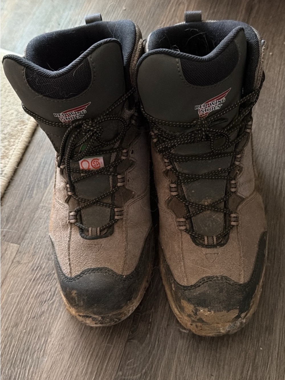 Red Wing Shoes Men's Taupe and Black Lace-Up Steel Toe Work Boots